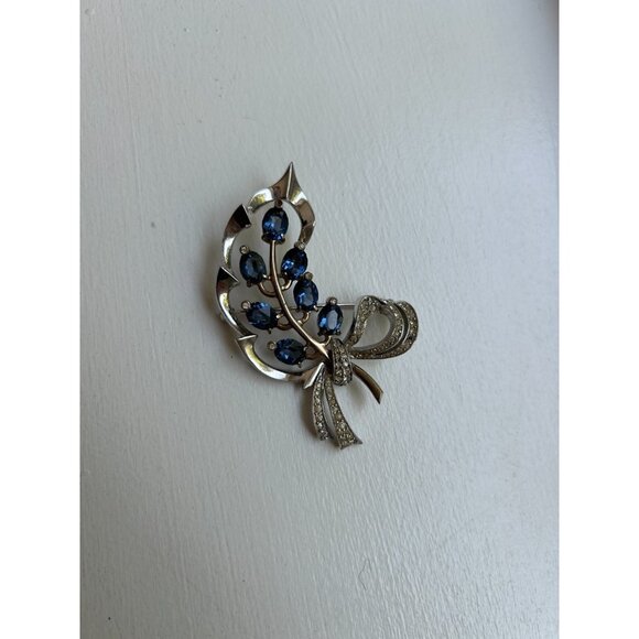 Flower Bouquet Rhinestone DEWEES 1930s RARE Vintage Signed Sterling Dewees - Picture 6 of 10